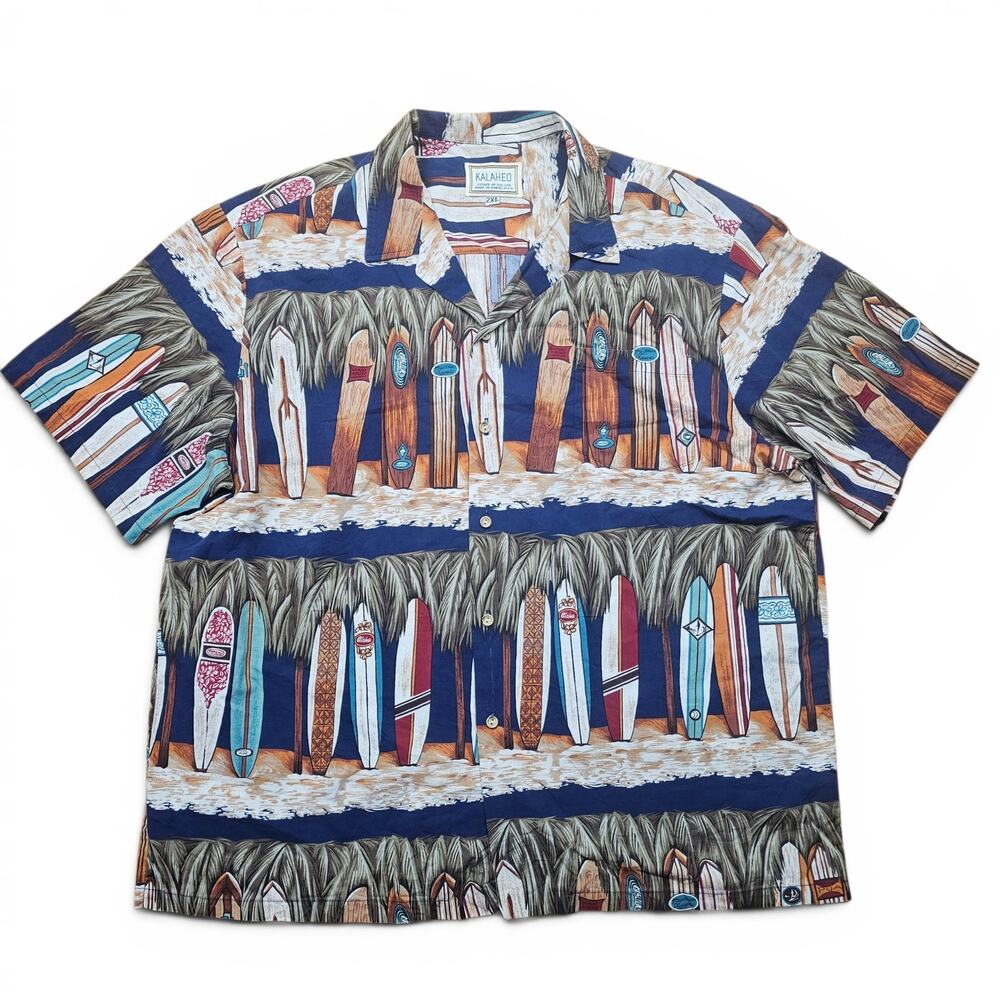KALAHEO Hawaiian Shirt Mens 2XL VTG 90s USA Surfboard Aloha Hawaii Surfer Casual